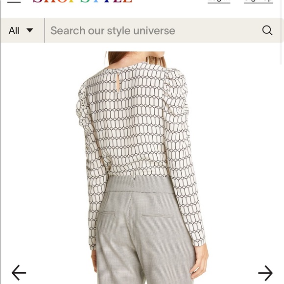 Judith and Charles Ana Silk Blouse -off white/black, brand new! size 00 - Picture 2 of 7